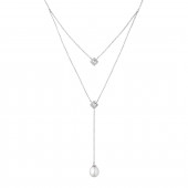 Colier cu perla naturala alba si cristale din argint DiAmanti SK20475N-W-G